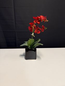 Red Decorative Potted Artificial Orchid