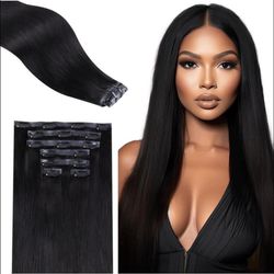 Seamless Clip In Hair Extension Natural Black