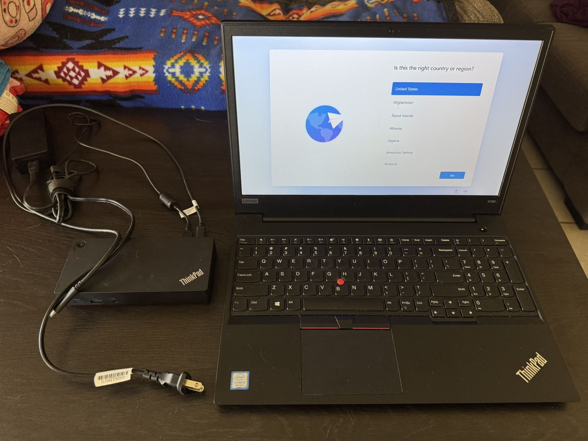 Lenovo Thinkpad E590 with docking station