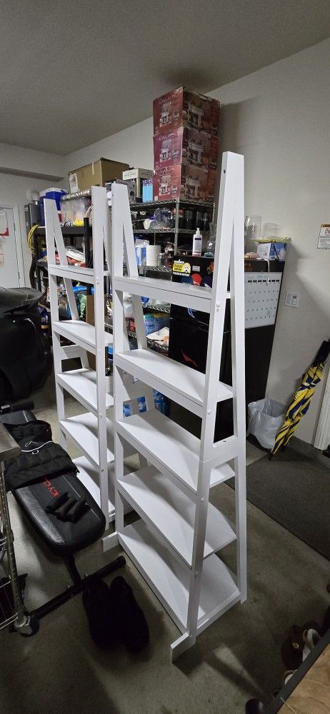Ladder Bookshelf Pair White Nice Like New