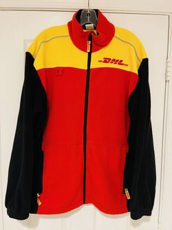 Men’s DHL Full Zip Fleece Reflective Jacket Multicolor Color Block Size Medium