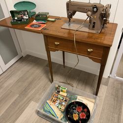 Vintage Mid Century Modern  Sewing Table & SINGER Model #306W