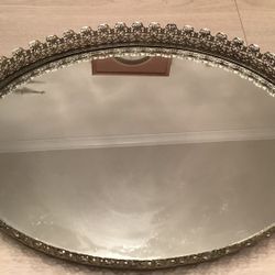 Jewelry-Perfume Mirrored Silver Color Tray 