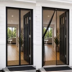 New In Bag 39x83 Inch Tall Easy To Install Magnetic Automatic Closing Mosquito Insect Flies Screen Fits Standard Door Velcro To Door Frame 