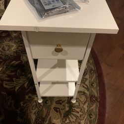 End Table with Charging Station, With Shelfs And LED Lights