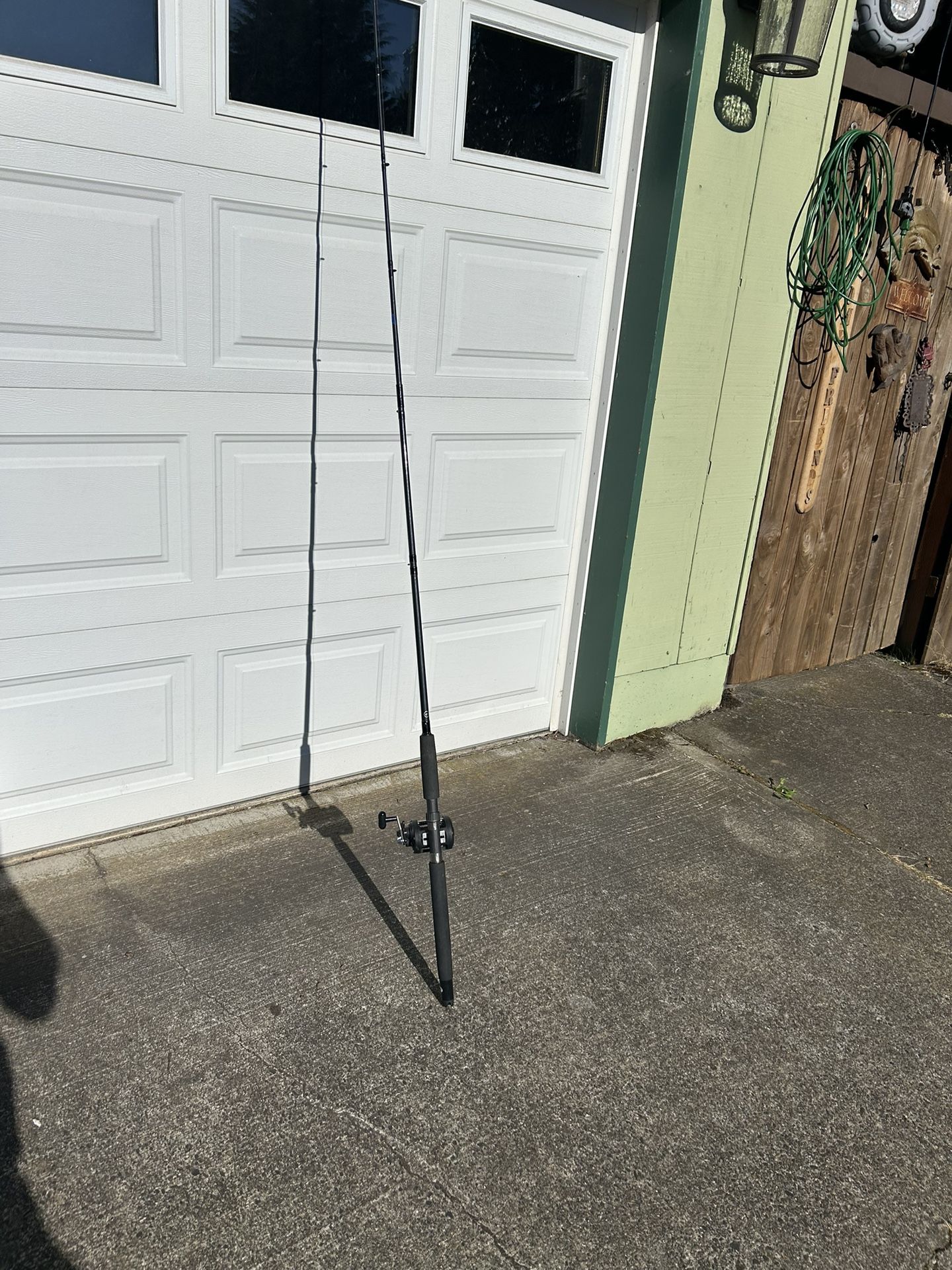 Nice salmon, fishing rod and Reel combo. Decent shape. Has been used but not abused. $40, cash or Venmo, meet in person some are convenient. I live