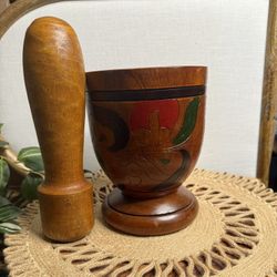 Wooden Morta & Pestle