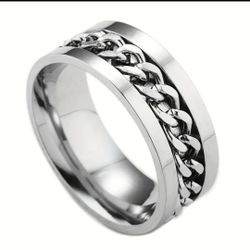 Vintage Inlay Chain Style Stainless Steel Ring