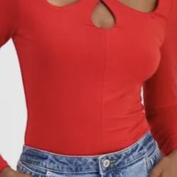 Bar||| Red Bodysuit Blouse