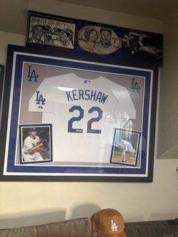 Clayton Kershaw signed and framed Jersey.
