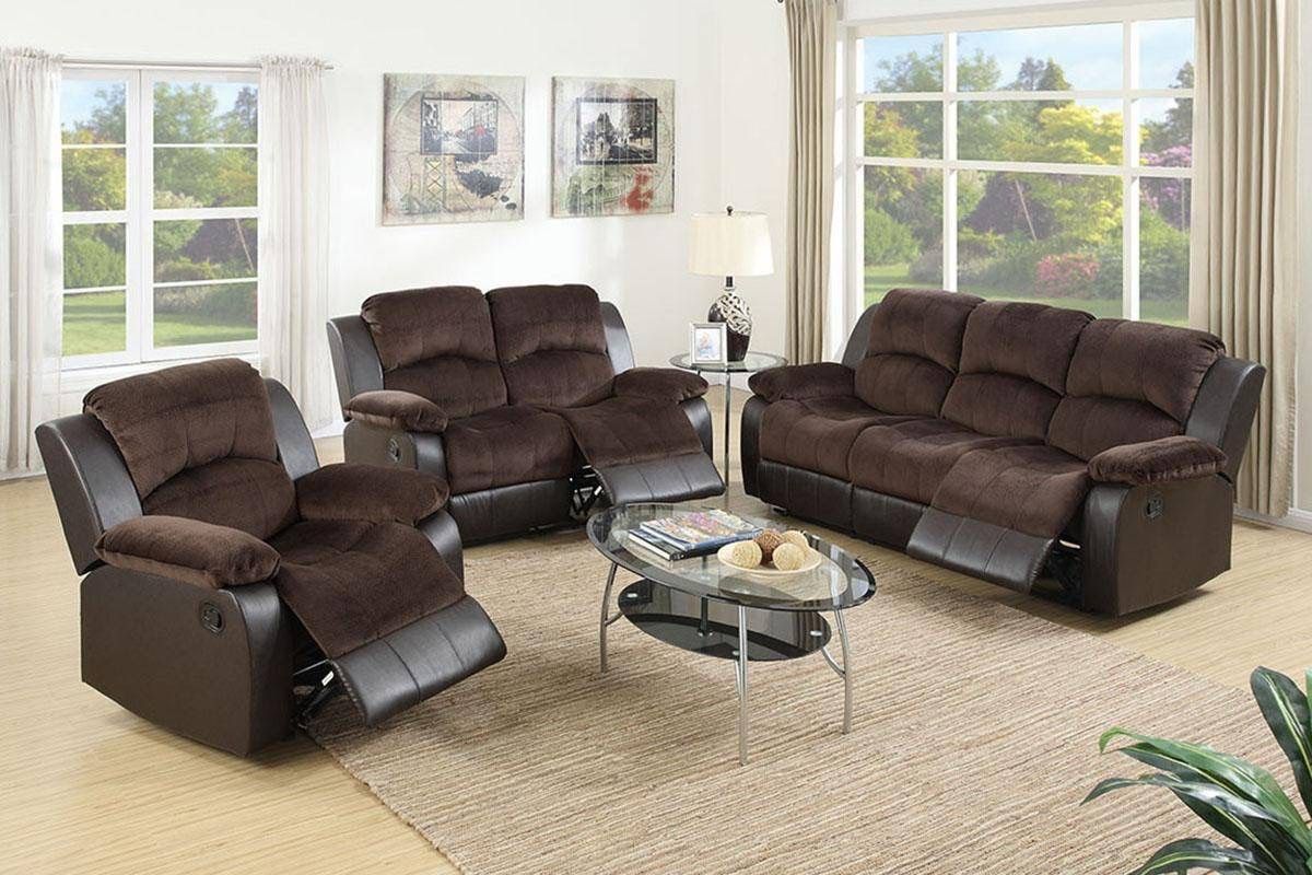 Brown Sofa Set With Manual Recliners 