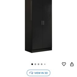 Black 2 Door Wardrobe With 1 Shelf