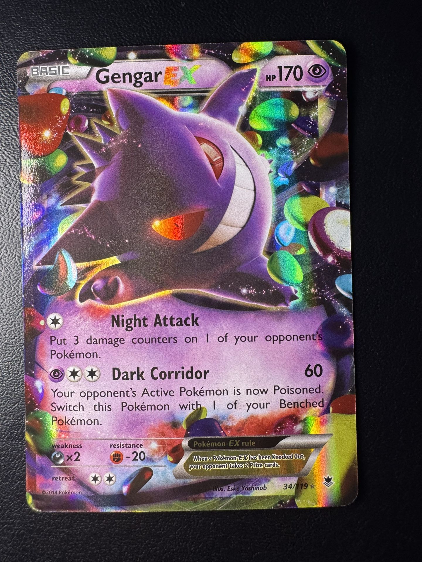 Pokemon Card Gengar EX 34/119 XY-Phantom Forces Holo Rare Full Art NM