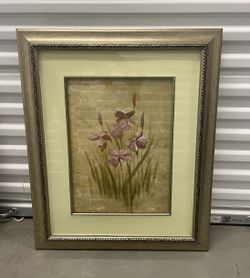 (3) Flower Paintings with Gold Frame - Home Decor