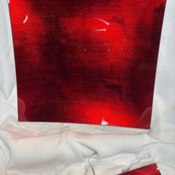 2 Square Red Large Serving Platters