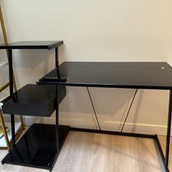 office table desk black glass
