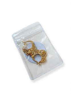 Gold Tone Filigree Hoop Earrings