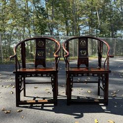 Antique Chinese Horseshoe Arms Chairs