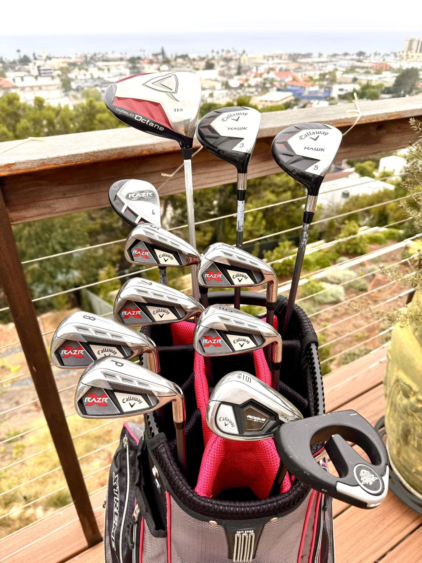 13PC LADIES CALLAWAY RAZR X FULL GOLF CLUBS SET NEW GRIPS AND BAG