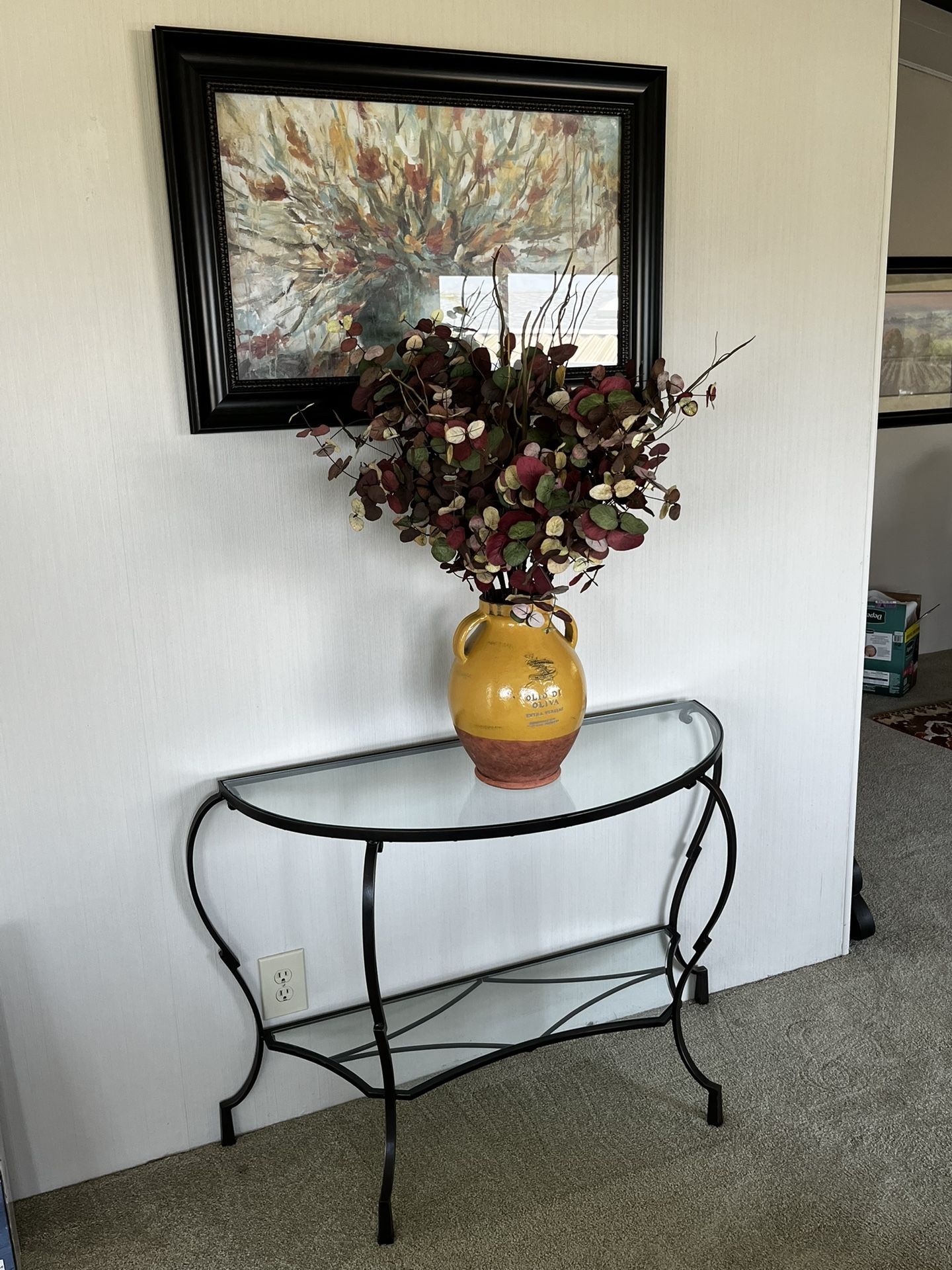 Stylish Glass and Metal Entryway Table