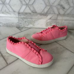 Size 7 Kate Spade New York Neon Pink Lance Ruffle Sneakers