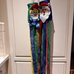 Christmas outdoor decor hang in a tree Santa & Snowman