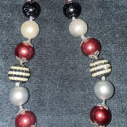 Chunky Beaded Football Necklace 11” Made With Love Charm