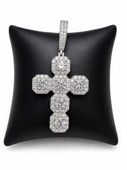 925 Sterling Silver 8.50CT MOISSANITE Cross Men’s Pendant