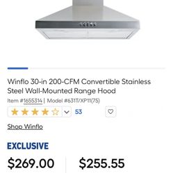 Stainless Steel Wall Mount Range Hood Vent