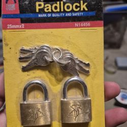Eastern Company Brass Padlock 25mm Set Of Two Unopened