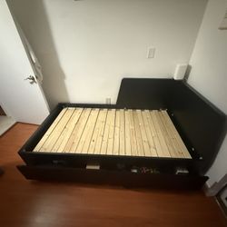 Twin / king Bed Frame With Storage (daybed) And Two Mattresses
