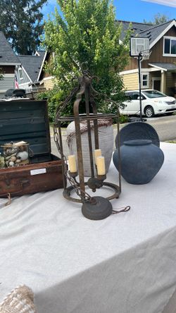 Lantern Chandelier Aged Metal