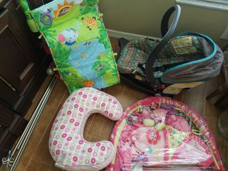 Baby carrier car seat, nursing Boppy, tummy activity mats