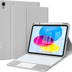 Compatible for iPad A16 Case with Keyboard 11th /10th Generation 2025/2022, Multi-Touch Trackpad, 7 Color Backlit, Detachable Bluetooth Keyboard for i