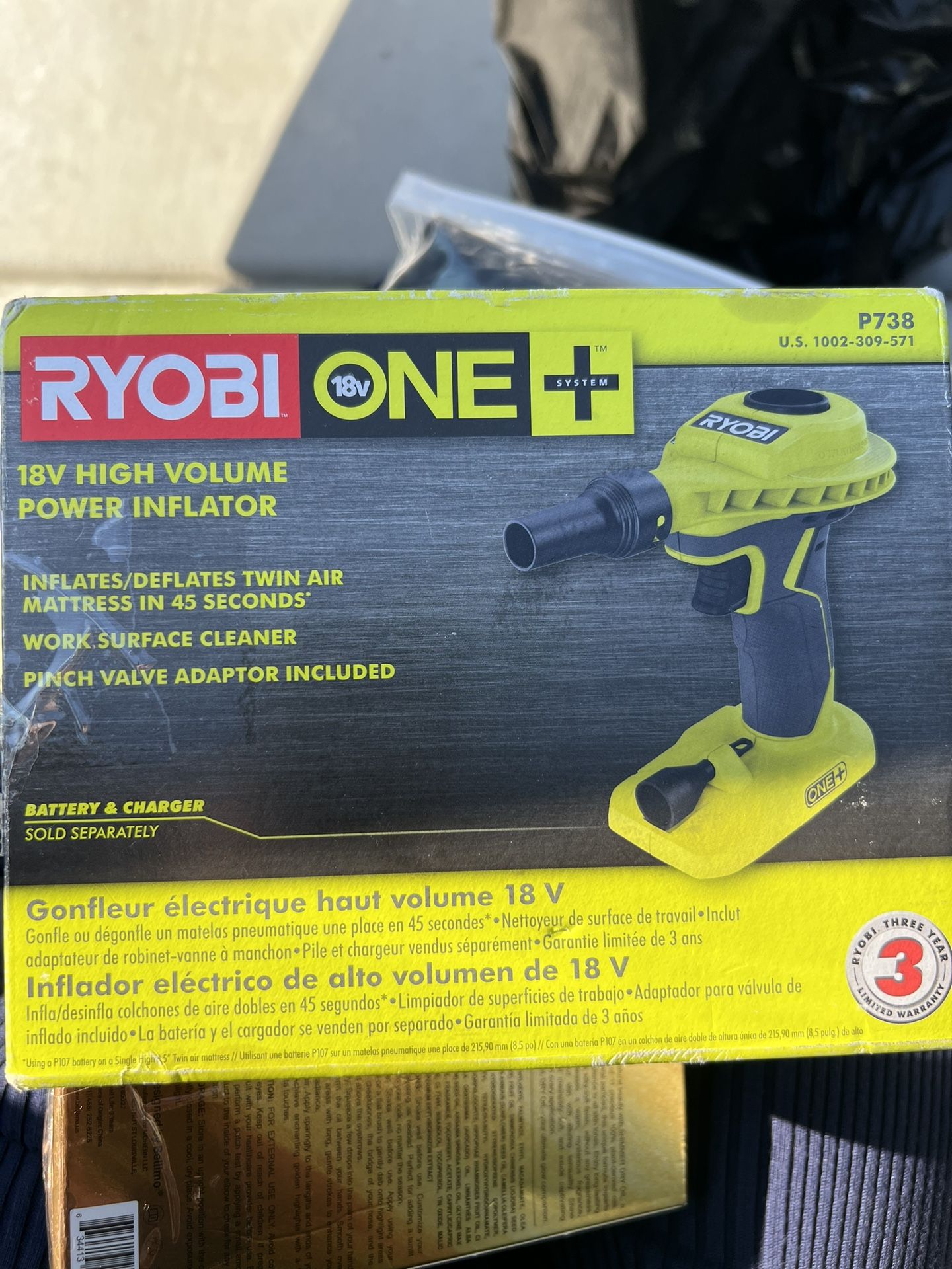 Ryobi ONE+ 18V Cordless High Volume Inflator (Tool Only)