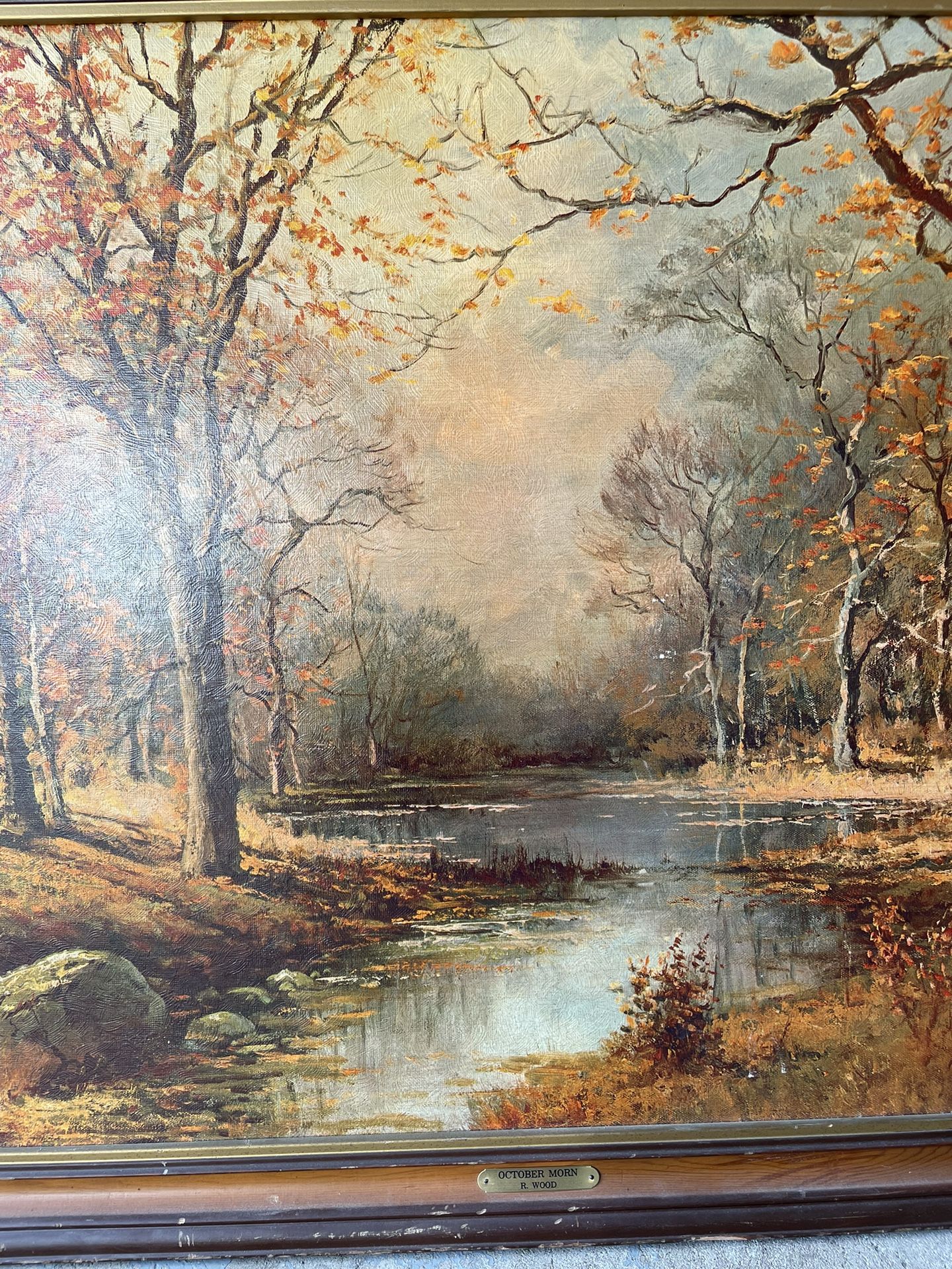 Vintage Robert Wood - “October Morn” Landscape Large Painting 41