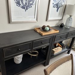 2 Console Tables Distressed Charcoal Color