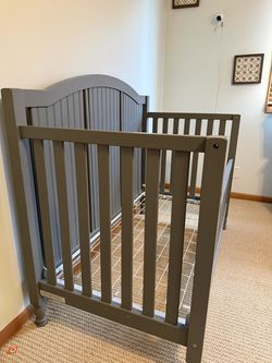 Gray Pottery Barn Crib and Dresser