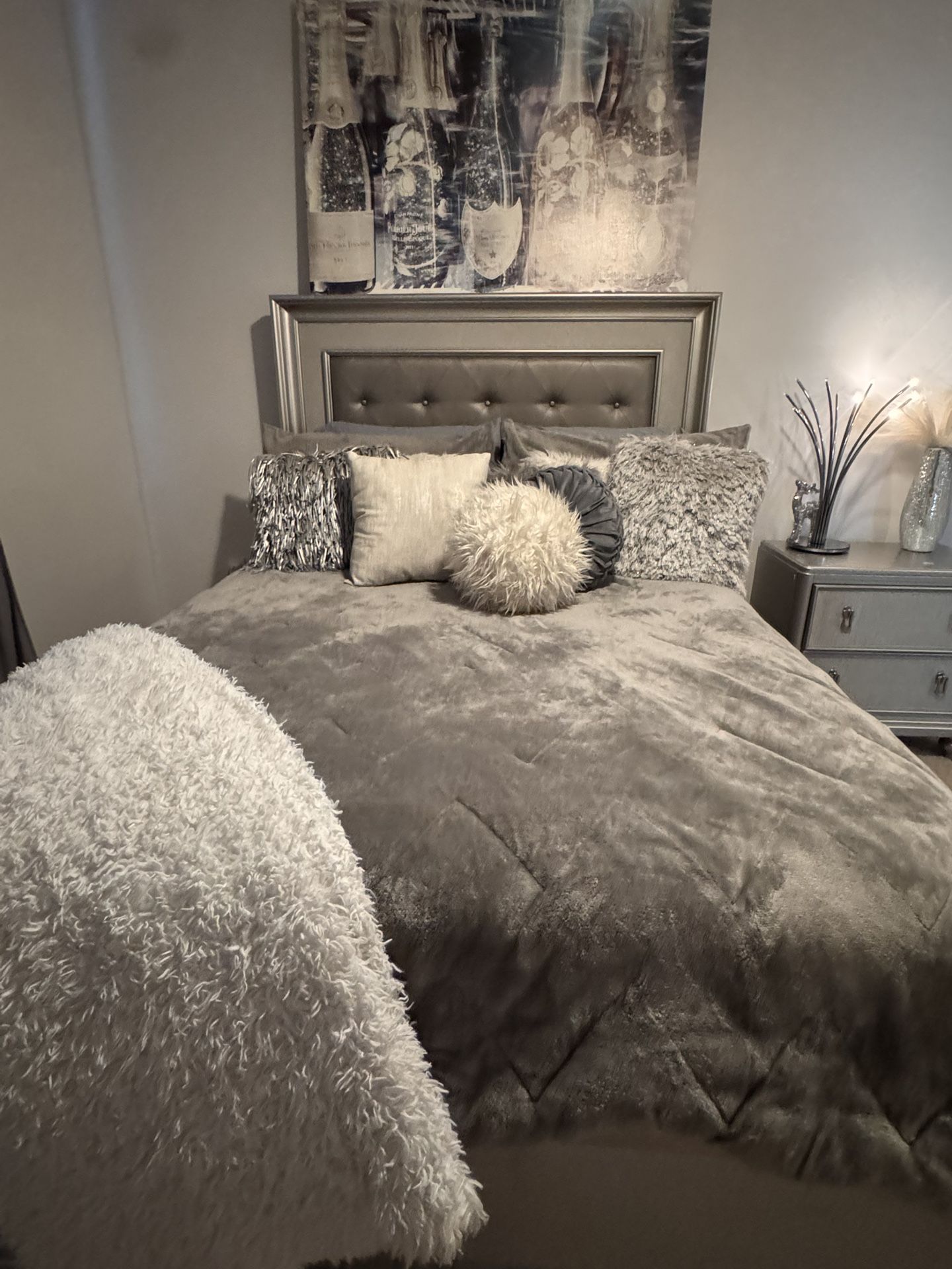 Queen Bed Frame, Mattress, and Box Spring for Sale!
