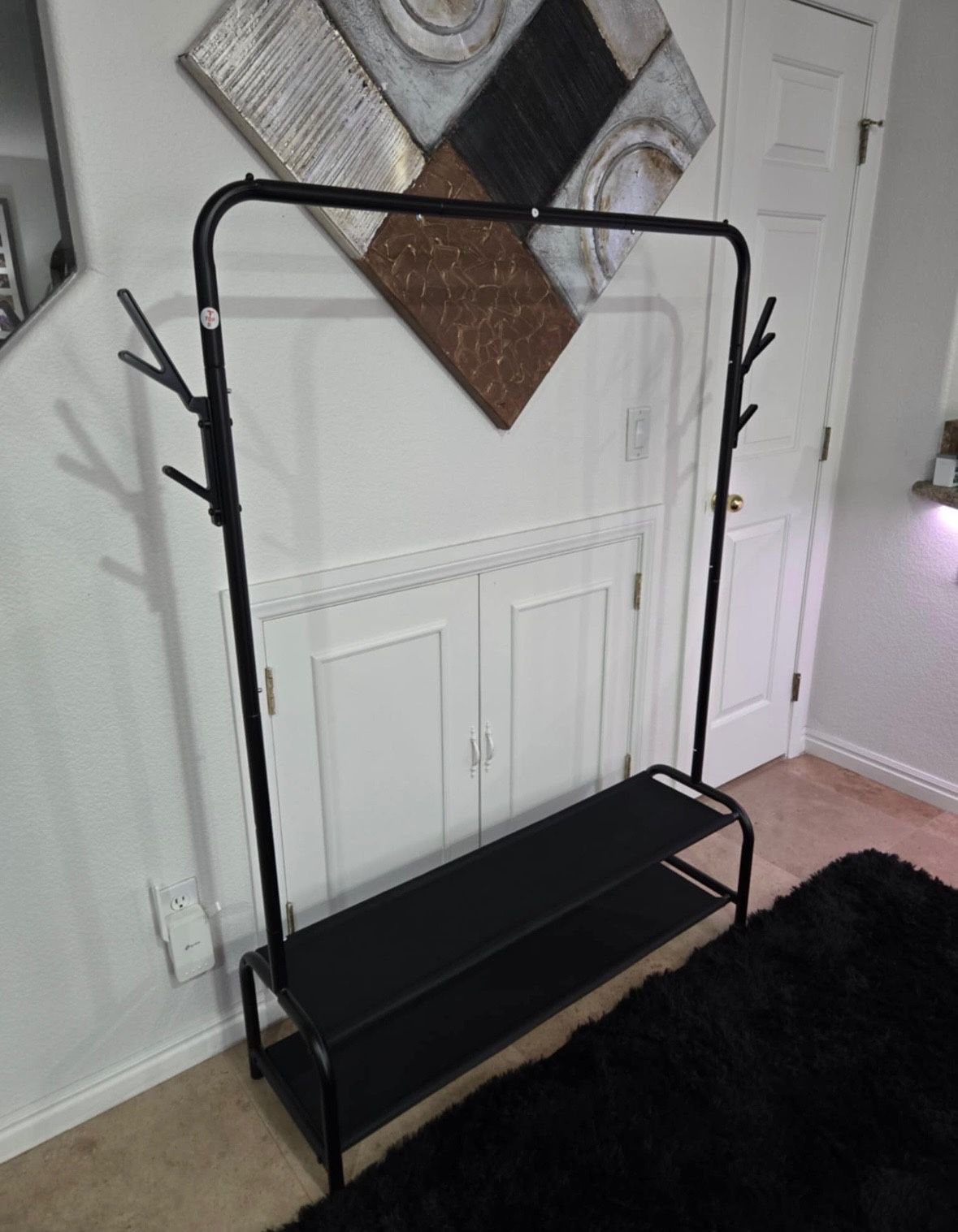 Brand New 52”garment Rack With Shelves & Hooks