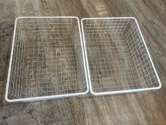 White Wire Storage Baskets Set of 2
