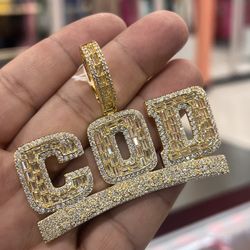 14K Gold Cash out Daily Pendant available in Baguette Stones