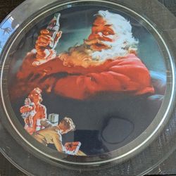 Santa Claus Coca-Cola Platter Glass