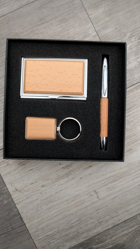 Office Desk Set-business card holder, keychain, pen OBO