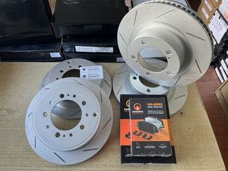 Toyota Sequoia 08-09-10-11-12-13-14-15-16-17-18-19-20-21 Slot Rotors Ceramic Brake Pads