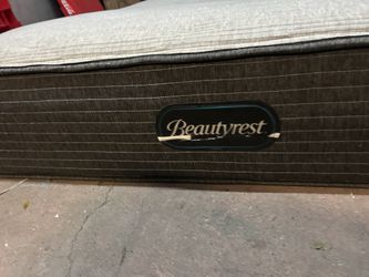 Beauty rest queen Size Mattress And Boxspring set with metal bed frame on wheels 250 for everything