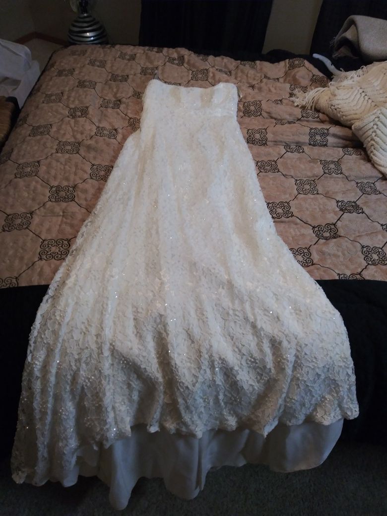 Wedding dress and snow camo vest