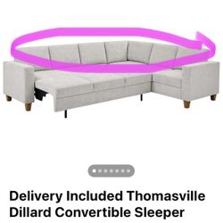 Delivery Included Thomasville Dillard Convertible Sleeper Sectional Retail $2300 Please READ