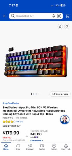 SteelSeries Apex Pro Mini 60% V2 Wireless Gaming Keyboard