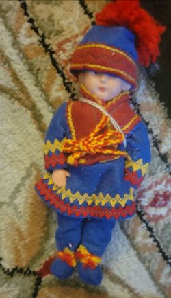 Norwegian Folk Art Sami Collector Dolls W/Hand-Made Clothes